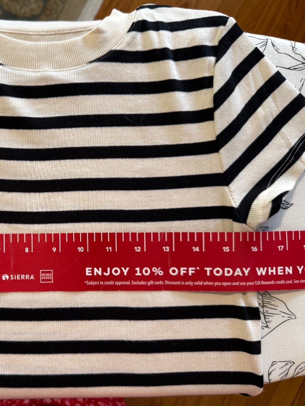 New! Rib knit short sleeved tee, size M, black/cream striped from a new day - Picture 9 of 10